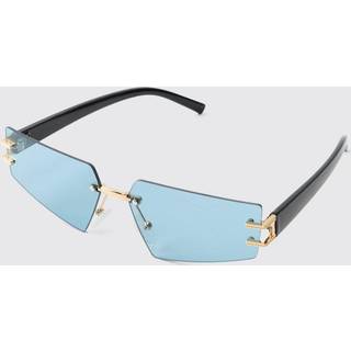 Mens Black Rimless Temple Detail Sunglasses