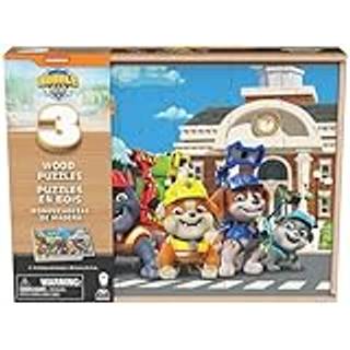 Paw Patrol Rubble & Crew Wood Puzzles w. Storage 3 Pack
