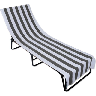J&M Grey Stripe Lounge stol strandh?ndkl?de med topmonteret lomme 26x82
