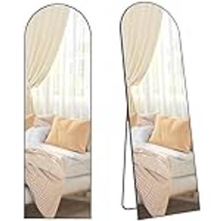 SONGMICS Full Length Mirror, 160 x 50 cm, Arched Full Body Mirror with Stand, Aluminium Alloy Frame Floor Mirror, Tempered Glass, for Bedroom, Living