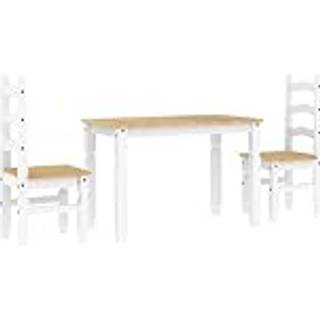 Spisebordssæt 5 Dele Panama Massivt Fyrretræ Hvid - 112 cm / 2