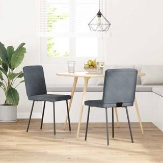 spisebordsstole 2 stk. fløjl mørkegrå