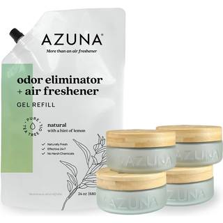 Azuna Air Freshener & Odor Eliminator for strk lugt | 4 vrelses st indeholder (4) 8 oz. Tomme Luxe glaskrukker & 24 oz Gel | Refill med Tea Tr