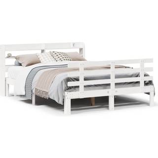 sengeramme med sengegavl 150x200 cm massivt fyrretræ hvid