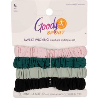 Goody Sport Ouchless Tynde Scrunchies - 4 Ct Grn/Pink Sortiment Sport-Level Grip til trning Svedtransporterende ingen skade Hrbnd Alle hrtyp