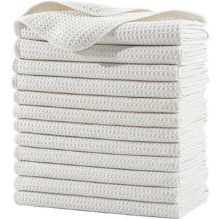 Polyte Premium Microfiber Kitchen Dish Håndklæde Vaffel Weave 12 Pack (16x28 i Off White)