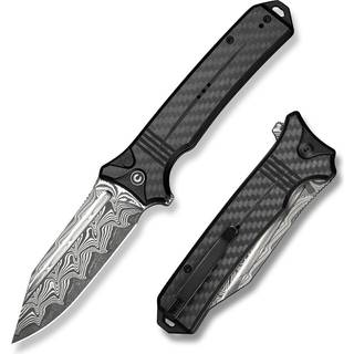 Neurohaptic Damascus, Black G10/Carbon Fiber