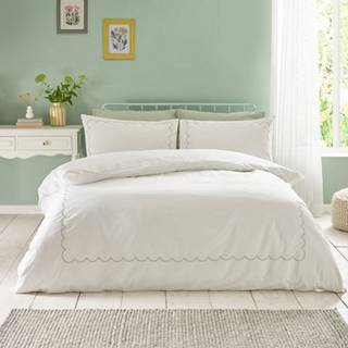 Catherine Lansfield Catherine Lansfield Green Scallop Border Embroidery Duvet Cover Set