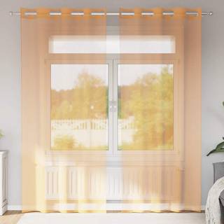 voile-gardiner med øskner 2 stk. 140x225 cm orange