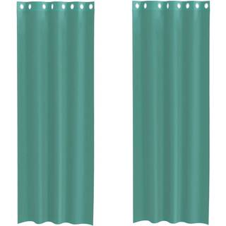 Voile-Gardiner Med Øskner Turkis - med øjeringe / 140 x 260 cm