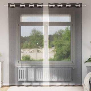 Voile-Gardiner Med Øskner Sort - med øjeringe / 140 x 245 cm