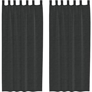 Voile-Gardiner Med Øskner Sort - med stanglommer / 140 x 225 cm