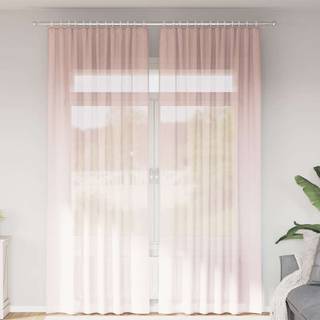Voile-Gardiner Med Øskner Lyserød Lys Pink - med løkker / 140 x 260 cm