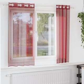 voile-gardiner med øskner 2 stk. vinrød