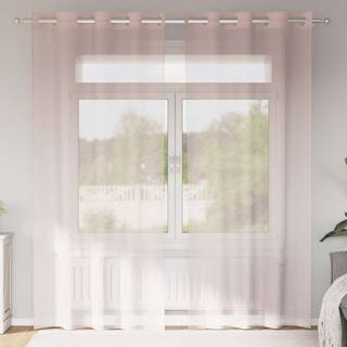 Voile-Gardiner Med Øskner Lyserød Lys Pink - med øjeringe / 140 x 245 cm