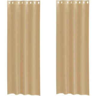 Voile-Gardiner Sandfarvet - med øjeringe / 140 x 300 cm