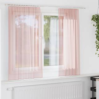 voile-gardiner med løkker 2 stk. 140x140 cm lyserød