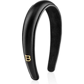 Balmain Genuine Leather Headband With 18k Gold Plated Logo