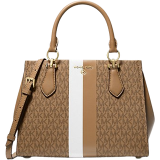 MK Marilyn Medium Logo Stripe Satchel - Natural - Michael Kors - ONE SIZE