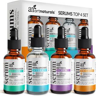 Vitamin C Serum Hudpleje 4-delt st: Inkluderer Retinol Hyaluronsyre & Niacinamid - Anti-aldrende hud Oplysende fugtgivende Rynker Reduktion af m