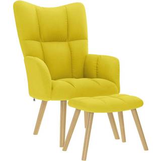 Lænestol Stof Farvet - Lysegul / with stool