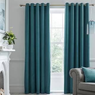 Laurence Llewelyn-Bowen Laurence Llewelyn-Bowen Teal Montrose Velvet Blackout Thermal Eyelet Curtains