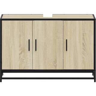 skab til håndvask til badeværelse 90x33x60 cm sonoma-eg