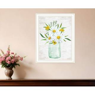 Blomsterbuket hvid indrammet printv?gskunst