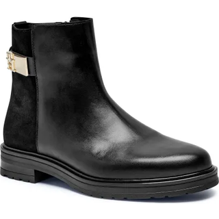 Mixed Texture Leather Ankle Boots
