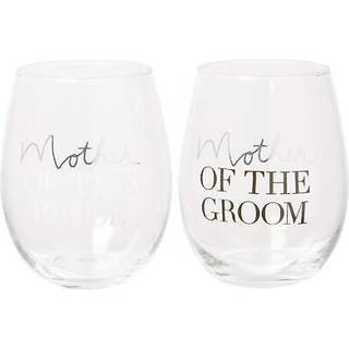 Om ansigtsdesign Mor til bruden/ moren til brudgommen i s?lv og sort 16 ounce glasvin s?t