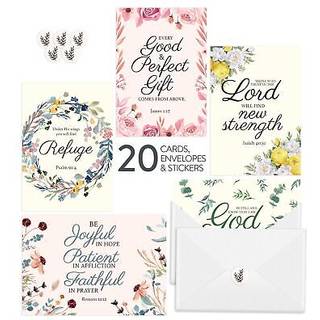 Diversebee 20 Inspirerende kristne lyk?nskningskort til opmuntring med konvolutter og klisterm?rker Motiverende religi?se bibelvers Skrift Note C
