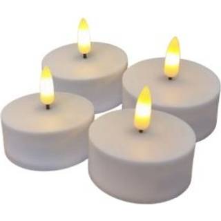 Cozzy store fyrfadslys (lampelys), 3D flamme, hvid, 4 stk i plast (bruges med fjernbetjening)