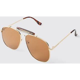 Mens Gold Tortoise Detail Aviator Sunglasses