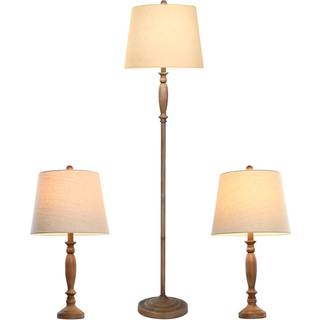 Gulvlampe Home ESPRIT Brun Flødefarvet 50 W 220 V 38 x 38 x 150 cm (3 Dele)