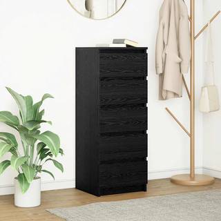 skænk med skuffer 37,5x35x99 cm konstrueret træ sort egetræ