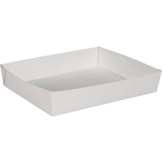 Madbakke til smørrebrød 27x22x5cm pap/PE hvid