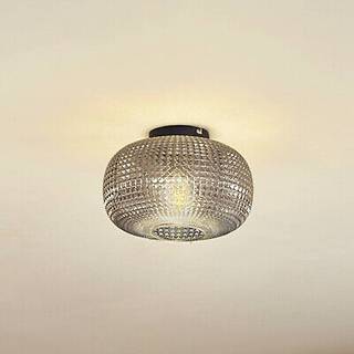 Lindby loftlampe Hildur, Ø 25 cm, røgfarvet grå, glas