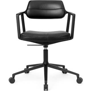 Vipp453 swivel+ kontorstol sort læder sort stel hjul