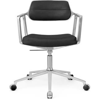 Vipp 453 Swivel+ Drejestol med Hjul Aluminium/Sort Læder