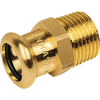 kobber Cu press overgang 3/4'' x 28 mm med udvendigt gevind og muffe