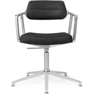 Vipp 453 Swivel+ Drejestol med Gulvglidere Aluminium/Sort Læder