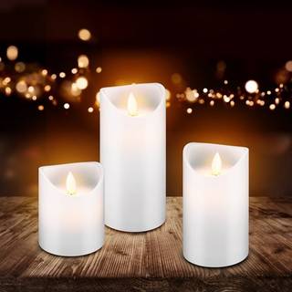 LED-vokslys 3-pak med timerfunktion og livagtig flammende flamme