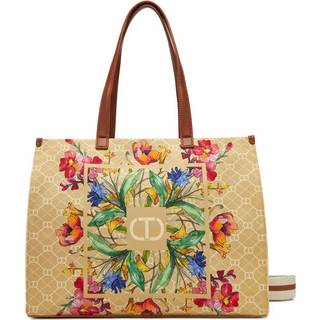 Twinsettil kvinder. 251TB7082 Shopper-taske i lærred med blomsterprint (OSFA), Beige, Casual, Kanvas