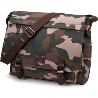 Bladmønstret Camouflage Kanvas & Bøffellæder Skuldertaske