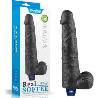 LoveToy Real Softee Rechargeable Vibrating Dildo 10.5" Black