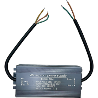 60W strømforsyning - 24V DC, 2,5A, flicker free, IP67
