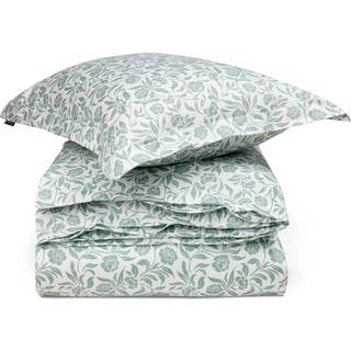 Lexington Flowers Cotton Sengetøjssæt White/Eucalyptus 150x210 cm