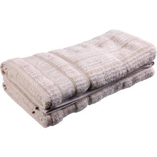Håndklæde 2 stk 50x100 cm sand/beige striber