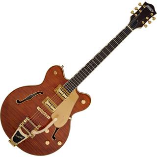Gretsch Electromatic Flame Okoume Broadkaster DC Bigsby RW Roundup Orange Halvakustisk guitar