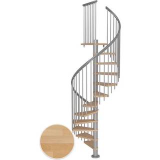 DOLLE Montreal CLASSIC 4 spindeltrappe, Ø120 cm, pearl grey/olieret bøg - 14 trin